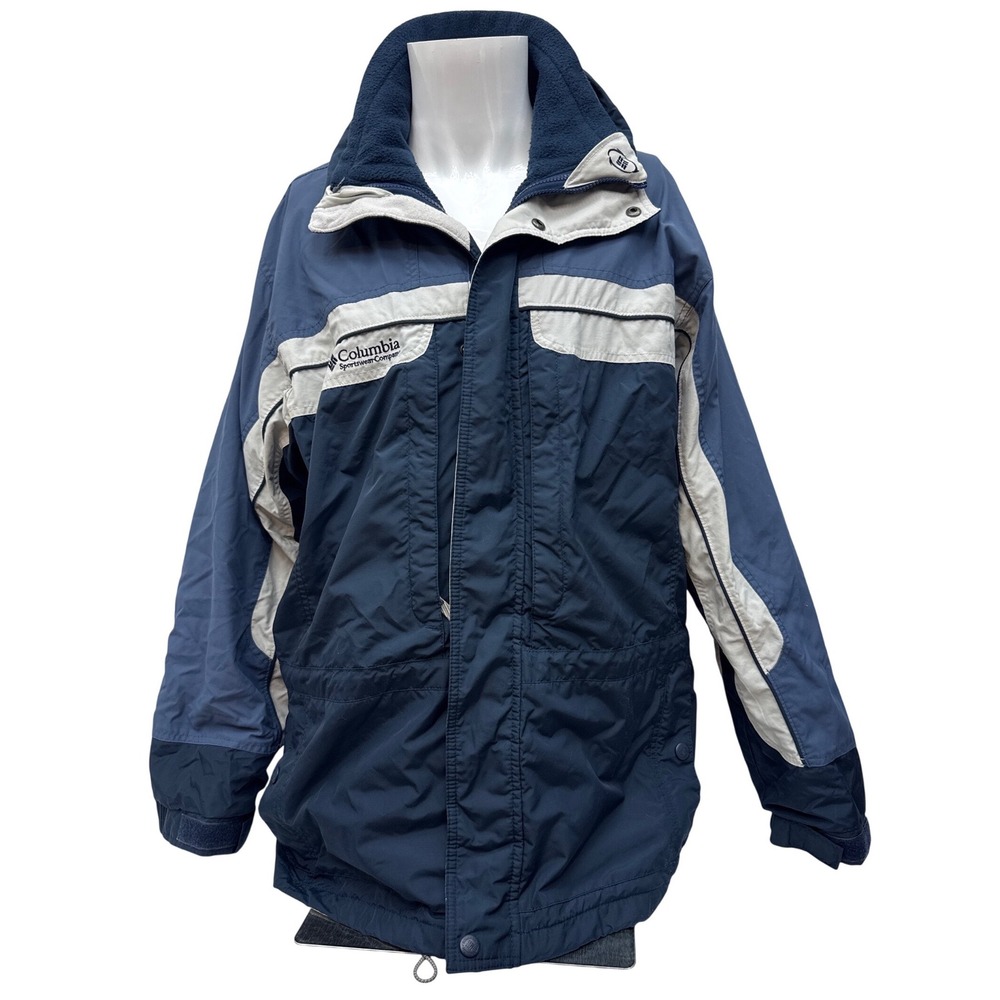 Vintage Columbia Core Interchange 3‎ in 1 Jacket Mens L Blue Ski Coat Fleece